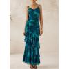 imagePRETTYGARDEN Maxi Dresses for Women 2025 Summer Tiered Floral Beach Sundress Spaghetti Strap Wedding Guest Long DressFloral Lake Blue