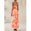 imagePRETTYGARDEN Maxi Dresses for Women 2025 Summer Tiered Floral Beach Sundress Spaghetti Strap Wedding Guest Long DressFloral Light Orange