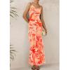 imagePRETTYGARDEN Maxi Dresses for Women 2025 Summer Tiered Floral Beach Sundress Spaghetti Strap Wedding Guest Long DressFloral Light Orange