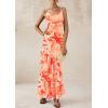 imagePRETTYGARDEN Maxi Dresses for Women 2025 Summer Tiered Floral Beach Sundress Spaghetti Strap Wedding Guest Long DressFloral Light Orange