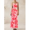 imagePRETTYGARDEN Maxi Dresses for Women 2025 Summer Tiered Floral Beach Sundress Spaghetti Strap Wedding Guest Long DressFloral Pink Red