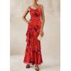 imagePRETTYGARDEN Maxi Dresses for Women 2025 Summer Tiered Floral Beach Sundress Spaghetti Strap Wedding Guest Long DressFloral Rust Red