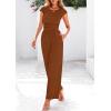 imagePRETTYGARDEN Summer Jumpsuits for Women Dressy 2025 Ribbed Cap Sleeve Wide Leg Pants Rompers Elegant Casual One Piece OutfitsRed Brown