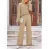 imagePRETTYGARDEN Womens 2 Piece Fall Outfits Long Sleeve Crop Top Wide Leg Pants Knit Pullover Sweater Lounge SetKhaki