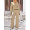 imagePRETTYGARDEN Womens 2 Piece Fall Outfits Long Sleeve Crop Top Wide Leg Pants Knit Pullover Sweater Lounge SetKhaki