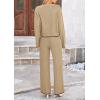 imagePRETTYGARDEN Womens 2 Piece Fall Outfits Long Sleeve Crop Top Wide Leg Pants Knit Pullover Sweater Lounge SetKhaki
