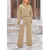 imagePRETTYGARDEN Womens 2 Piece Fall Outfits Long Sleeve Crop Top Wide Leg Pants Knit Pullover Sweater Lounge SetKhaki