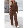 imagePRETTYGARDEN Womens 2 Piece Outfits 2024 Winter Fashion Tracksuits Long Sleeve Pullover Tops Straight Leg Pants Lounge SetsBrown