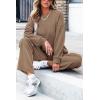 imagePRETTYGARDEN Womens 2 Piece Outfits 2024 Winter Fashion Tracksuits Long Sleeve Pullover Tops Straight Leg Pants Lounge SetsKhaki