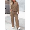 imagePRETTYGARDEN Womens 2 Piece Outfits 2024 Winter Fashion Tracksuits Long Sleeve Pullover Tops Straight Leg Pants Lounge SetsKhaki