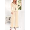 imagePRETTYGARDEN Womens 2 Piece Outfits 2024 Winter Knit Lounge Sets Long Sleeve Buttons Sweater Tops Wide Leg Pants TracksuitsBeige