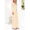 imagePRETTYGARDEN Womens 2 Piece Outfits 2024 Winter Knit Lounge Sets Long Sleeve Buttons Sweater Tops Wide Leg Pants TracksuitsBeige