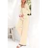 imagePRETTYGARDEN Womens 2 Piece Outfits 2024 Winter Knit Lounge Sets Long Sleeve Buttons Sweater Tops Wide Leg Pants TracksuitsBeige