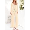 imagePRETTYGARDEN Womens 2 Piece Outfits 2024 Winter Knit Lounge Sets Long Sleeve Buttons Sweater Tops Wide Leg Pants TracksuitsBeige