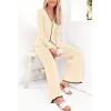 imagePRETTYGARDEN Womens 2 Piece Outfits 2024 Winter Knit Lounge Sets Long Sleeve Buttons Sweater Tops Wide Leg Pants TracksuitsBeige