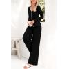 imagePRETTYGARDEN Womens 2 Piece Outfits 2024 Winter Knit Lounge Sets Long Sleeve Buttons Sweater Tops Wide Leg Pants TracksuitsBlack