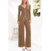 imagePRETTYGARDEN Womens 2 Piece Outfits 2024 Winter Knit Lounge Sets Long Sleeve Buttons Sweater Tops Wide Leg Pants TracksuitsCamel
