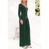 imagePRETTYGARDEN Womens 2 Piece Outfits 2024 Winter Knit Lounge Sets Long Sleeve Buttons Sweater Tops Wide Leg Pants TracksuitsDark Green