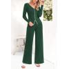 imagePRETTYGARDEN Womens 2 Piece Outfits 2024 Winter Knit Lounge Sets Long Sleeve Buttons Sweater Tops Wide Leg Pants TracksuitsDark Green