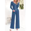 imagePRETTYGARDEN Womens 2 Piece Outfits 2024 Winter Knit Lounge Sets Long Sleeve Buttons Sweater Tops Wide Leg Pants TracksuitsGrey Blue