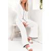 imagePRETTYGARDEN Womens 2 Piece Outfits 2024 Winter Knit Lounge Sets Long Sleeve Buttons Sweater Tops Wide Leg Pants TracksuitsWhite