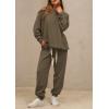 imagePRETTYGARDEN Womens 2 Piece Tracksuit Outfits Casual Long Sleeve Top High Waisted Sweatpants Lounge Jogger SetArmy Green