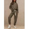imagePRETTYGARDEN Womens 2 Piece Tracksuit Outfits Casual Long Sleeve Top High Waisted Sweatpants Lounge Jogger SetArmy Green