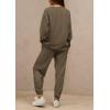 imagePRETTYGARDEN Womens 2 Piece Tracksuit Outfits Casual Long Sleeve Top High Waisted Sweatpants Lounge Jogger SetArmy Green
