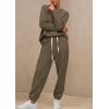imagePRETTYGARDEN Womens 2 Piece Tracksuit Outfits Casual Long Sleeve Top High Waisted Sweatpants Lounge Jogger SetArmy Green
