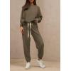 imagePRETTYGARDEN Womens 2 Piece Tracksuit Outfits Casual Long Sleeve Top High Waisted Sweatpants Lounge Jogger SetArmy Green
