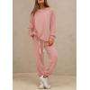imagePRETTYGARDEN Womens 2 Piece Tracksuit Outfits Casual Long Sleeve Top High Waisted Sweatpants Lounge Jogger SetPink