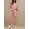 imagePRETTYGARDEN Womens 2 Piece Tracksuit Outfits Casual Long Sleeve Top High Waisted Sweatpants Lounge Jogger SetPink