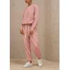 imagePRETTYGARDEN Womens 2 Piece Tracksuit Outfits Casual Long Sleeve Top High Waisted Sweatpants Lounge Jogger SetPink
