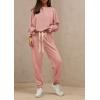 imagePRETTYGARDEN Womens 2 Piece Tracksuit Outfits Casual Long Sleeve Top High Waisted Sweatpants Lounge Jogger SetPink