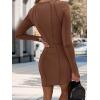 imagePRETTYGARDEN Womens 2024 Fall Bodycon Mini Dresses Casual Long Sleeve Solid Color Short Tight Ladies Party Club Fashion DressCoffee