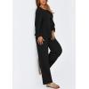 imagePRETTYGARDEN Womens 2025 Two Piece Outfits Tie Front Long Sleeve Top Wide Leg Pant Lounge Sets Cute Matching LoungewearBlack