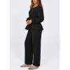 imagePRETTYGARDEN Womens 2025 Two Piece Outfits Tie Front Long Sleeve Top Wide Leg Pant Lounge Sets Cute Matching LoungewearBlack