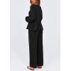 imagePRETTYGARDEN Womens 2025 Two Piece Outfits Tie Front Long Sleeve Top Wide Leg Pant Lounge Sets Cute Matching LoungewearBlack