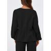 imagePRETTYGARDEN Womens 2025 Two Piece Outfits Tie Front Long Sleeve Top Wide Leg Pant Lounge Sets Cute Matching LoungewearBlack