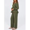 imagePRETTYGARDEN Womens 2025 Two Piece Outfits Tie Front Long Sleeve Top Wide Leg Pant Lounge Sets Cute Matching LoungewearDark Green