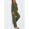 imagePRETTYGARDEN Womens 2025 Two Piece Outfits Tie Front Long Sleeve Top Wide Leg Pant Lounge Sets Cute Matching LoungewearDark Green
