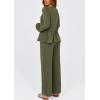 imagePRETTYGARDEN Womens 2025 Two Piece Outfits Tie Front Long Sleeve Top Wide Leg Pant Lounge Sets Cute Matching LoungewearDark Green