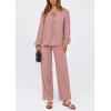 imagePRETTYGARDEN Womens 2025 Two Piece Outfits Tie Front Long Sleeve Top Wide Leg Pant Lounge Sets Cute Matching LoungewearDusty Pink