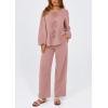 imagePRETTYGARDEN Womens 2025 Two Piece Outfits Tie Front Long Sleeve Top Wide Leg Pant Lounge Sets Cute Matching LoungewearDusty Pink