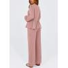 imagePRETTYGARDEN Womens 2025 Two Piece Outfits Tie Front Long Sleeve Top Wide Leg Pant Lounge Sets Cute Matching LoungewearDusty Pink