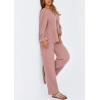 imagePRETTYGARDEN Womens 2025 Two Piece Outfits Tie Front Long Sleeve Top Wide Leg Pant Lounge Sets Cute Matching LoungewearDusty Pink