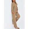 imagePRETTYGARDEN Womens 2025 Two Piece Outfits Tie Front Long Sleeve Top Wide Leg Pant Lounge Sets Cute Matching LoungewearKhaki