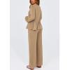 imagePRETTYGARDEN Womens 2025 Two Piece Outfits Tie Front Long Sleeve Top Wide Leg Pant Lounge Sets Cute Matching LoungewearKhaki