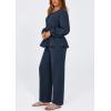 imagePRETTYGARDEN Womens 2025 Two Piece Outfits Tie Front Long Sleeve Top Wide Leg Pant Lounge Sets Cute Matching LoungewearNavy