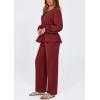 imagePRETTYGARDEN Womens 2025 Two Piece Outfits Tie Front Long Sleeve Top Wide Leg Pant Lounge Sets Cute Matching LoungewearWine Red